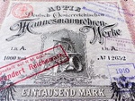 Historical share with stamp imprint